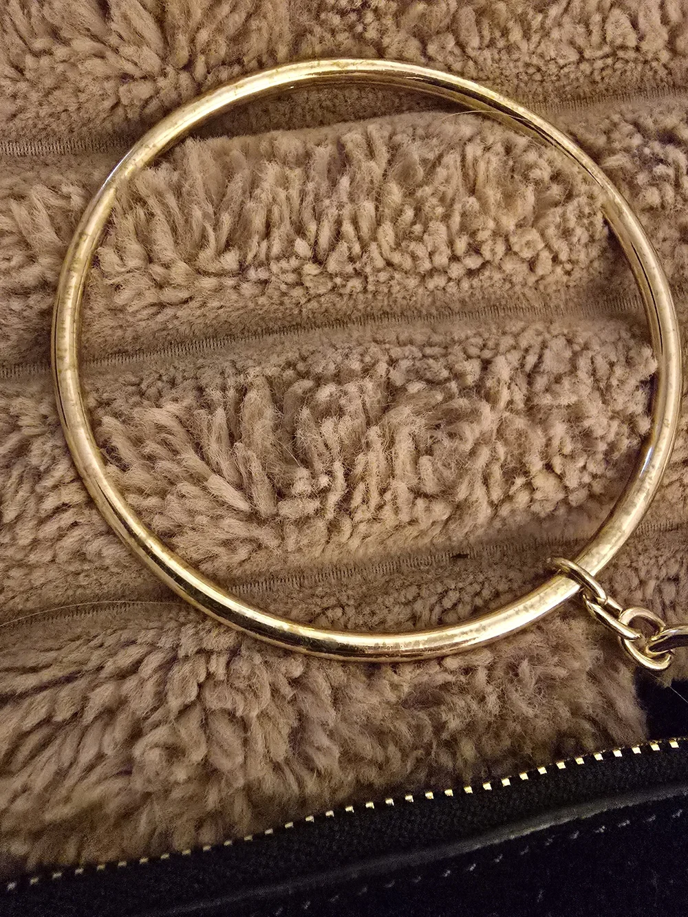 Zara Black Suede Clutch with Gold Ring Handle